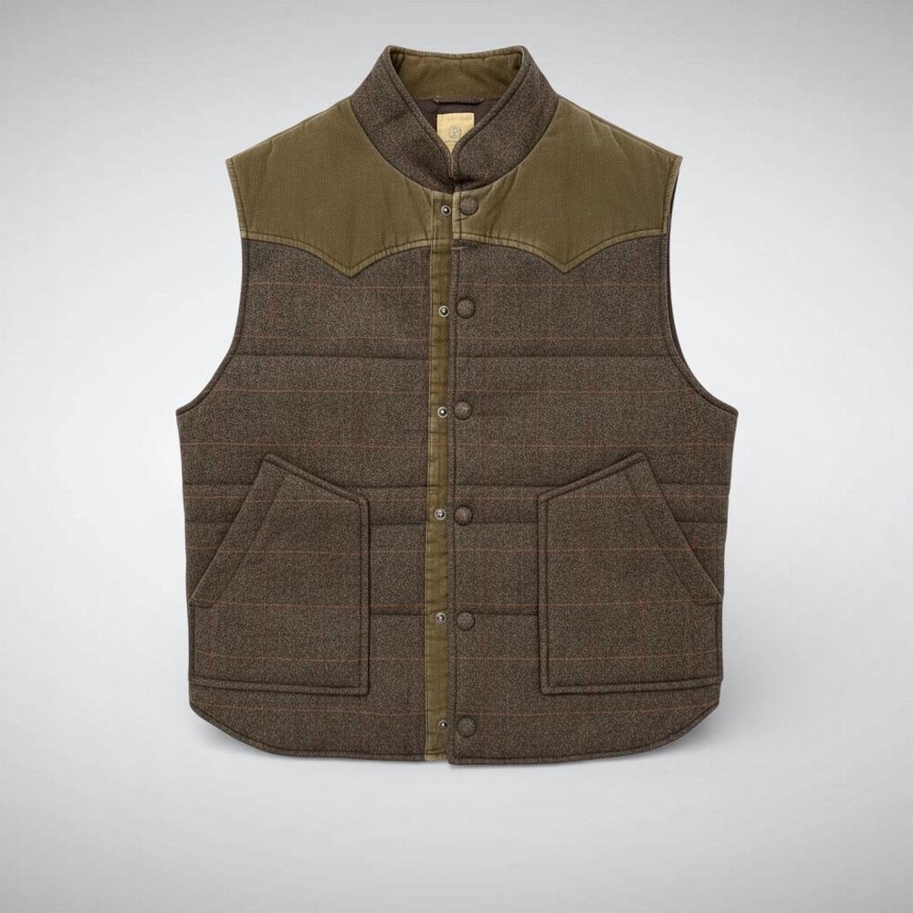 Tre Vero Mens L Vest Coat Wool Blend Corduroy Tweed Plaid Western Rockabilly L
